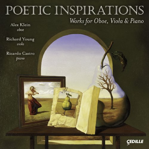 "Album cover with surreal still life and arched window, titled 'Poetic Inspirations'."
