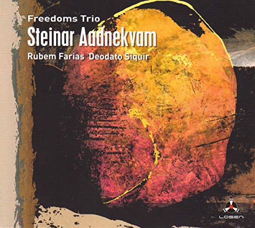 "Album cover with abstract orange and red design, featuring white text and a logo."