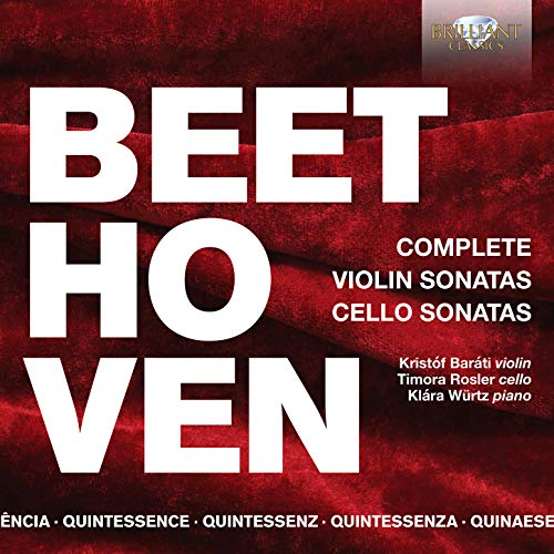 "Red album cover with 'Beethoven' in large white text and performer names in smaller text."