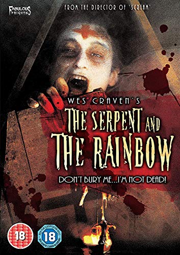 DVD cover for "The Serpent and the Rainbow" with a man in a coffin.