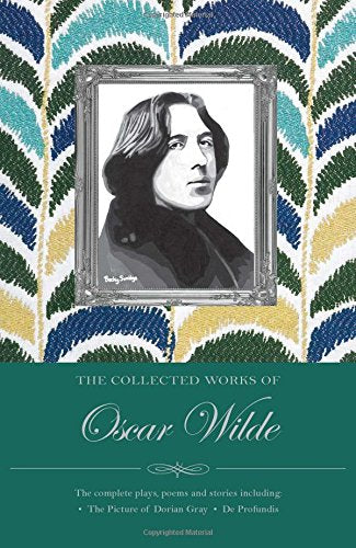 "Book cover with abstract watercolor design and gold text reading 'The Collected Works of Oscar Wilde'."