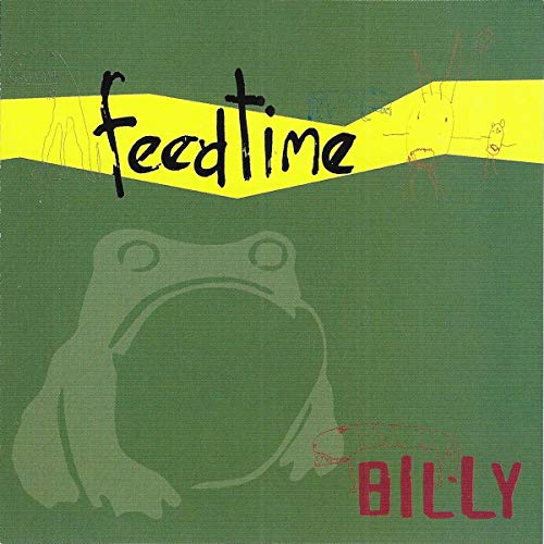 Green album cover with a large frog illustration and bold text "Feedtime Billy".