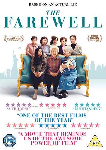 DVD cover for "The Farewell" featuring a multigenerational family portrait.
