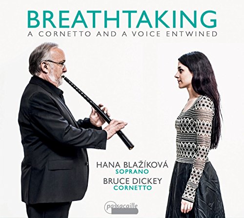 CD cover with man playing cornetto facing a woman against a white background.