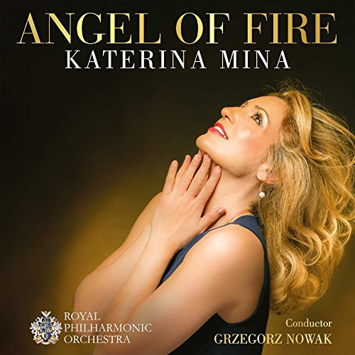 Album cover with blonde woman and gold text "Angel of Fire" on dark background.