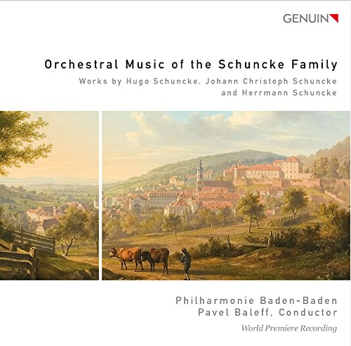 A CD cover featuring a landscape painting of a town with cows.