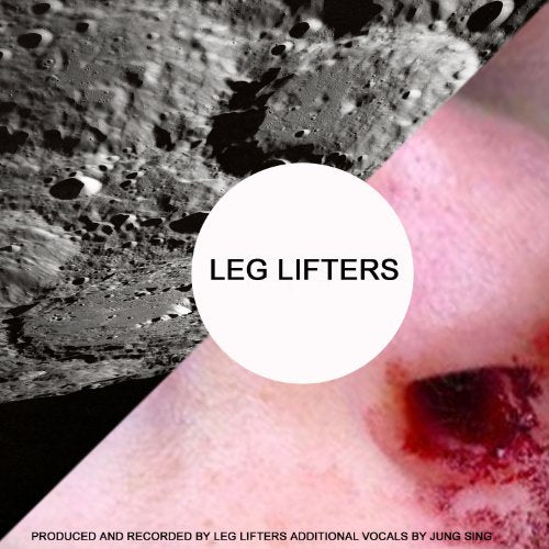 Record cover with lunar surface, skin texture, and bold white text.