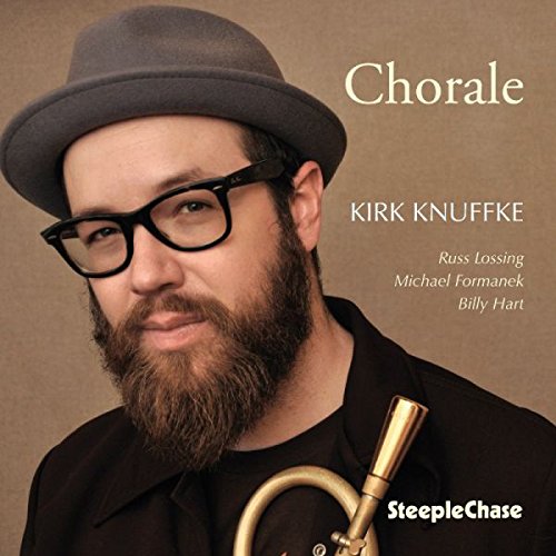 "CD cover featuring a man with a trumpet, wearing a hat and glasses."