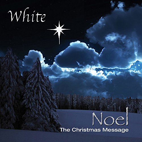 "Album cover with snowy trees, cloudy night sky, and a bright star."
