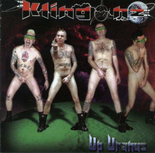 CD cover: four tattooed, scantily clad figures with green visors.