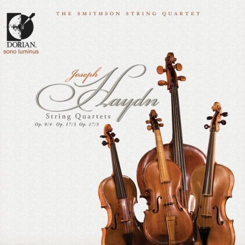 CD cover for Smithson Quartet performing Haydn string quartets, with violins.