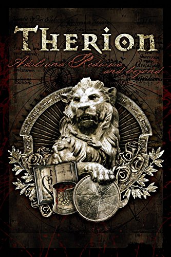 The image depicts a DVD cover for "Therion Adulruna" featuring a lion and ornate designs.