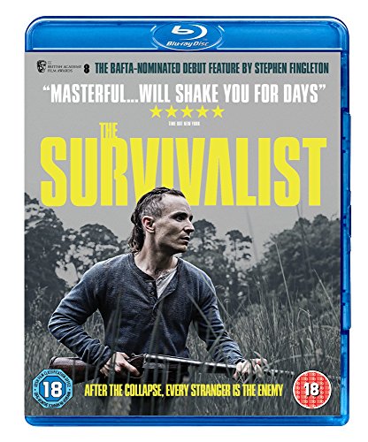 "Blu-ray case for 'The Survivalist' with a man holding a rifle."