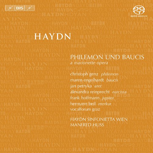 "Orange CD cover with 'HAYDN' and 'PHILEMON UND BAUCIS' text, Amazon logo overlay."