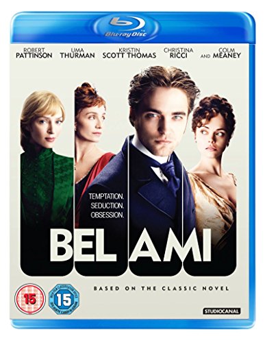 Blu-ray cover for Bel Ami featuring portraits of Robert Pattinson and three female co-stars.
