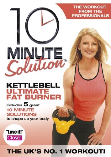 DVD cover featuring a woman with a kettlebell, promoting a 10-minute workout.