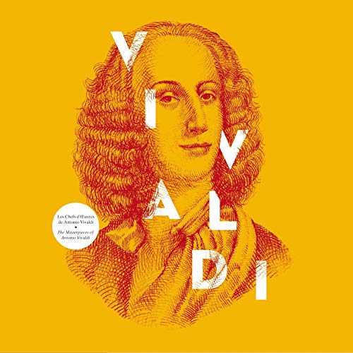 Vintage-style portrait of Antonio Vivaldi on a yellow vinyl record cover.