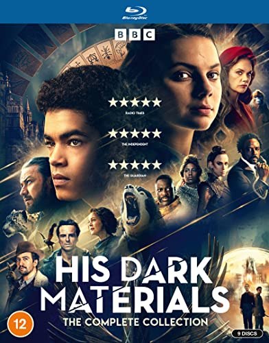 Blu-ray cover art for His Dark Materials featuring a collage of the main cast.