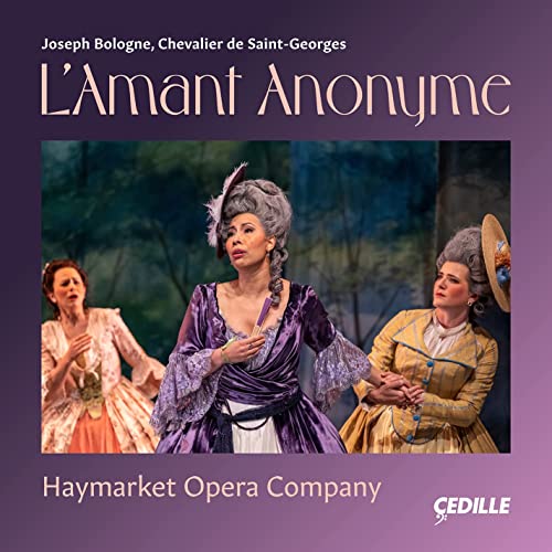CD cover for “L’Amant Anonyme” opera, featuring three people in 18th-century dress.