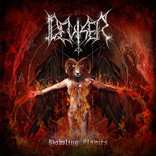 CD cover: demonic goat figure with wings against a fiery, red background.