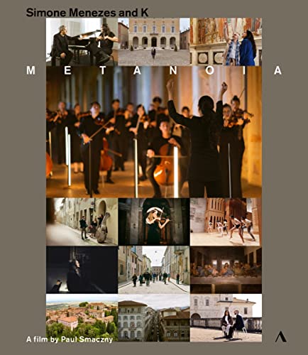 Blu-ray cover for "Menezes/k:metanoia" featuring musicians and city scenes.