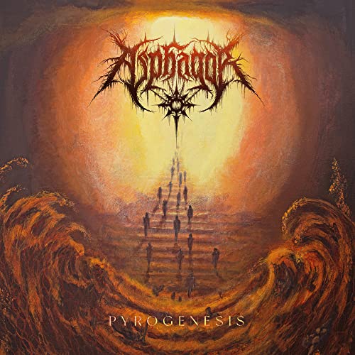 CD cover: fiery landscape with silhouetted figures and ornate band logo.