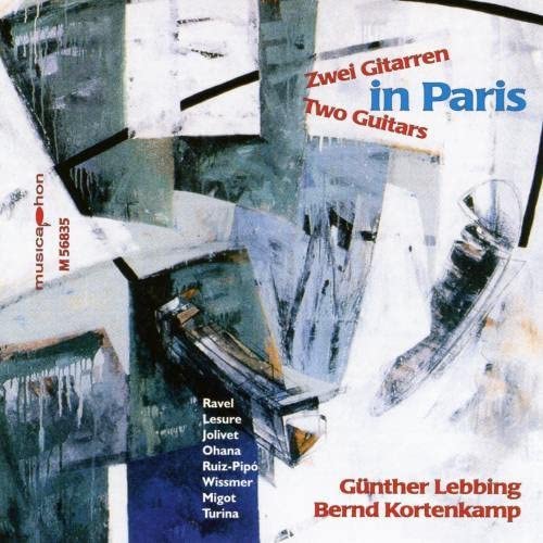CD cover for “Zwei Gitarren in Paris” with abstract art.