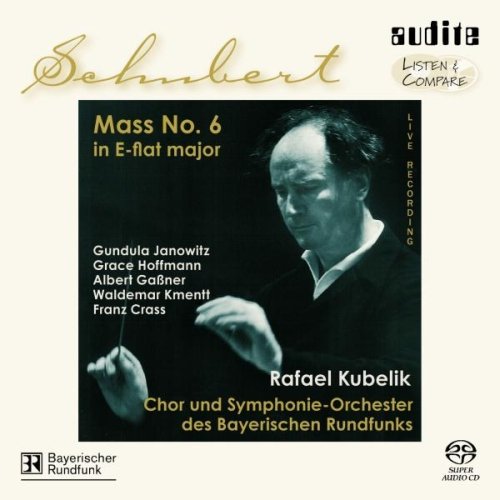 CD cover for Schubert's Mass No. 6 featuring conductor Rafael Kubelik.