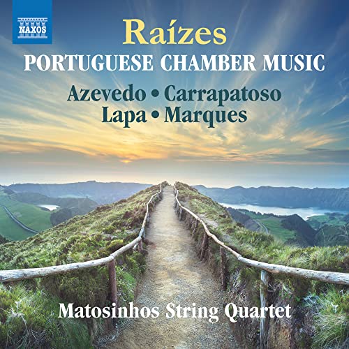 CD cover for "Raízes Portuguese Chamber Music" featuring a landscape.