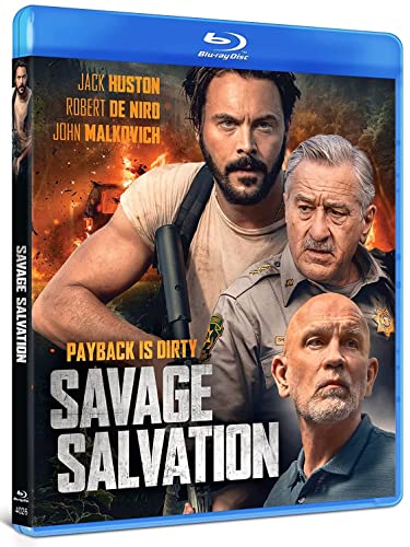 Blu-ray cover for "Savage Salvation" featuring Robert De Niro and John Malkovich.