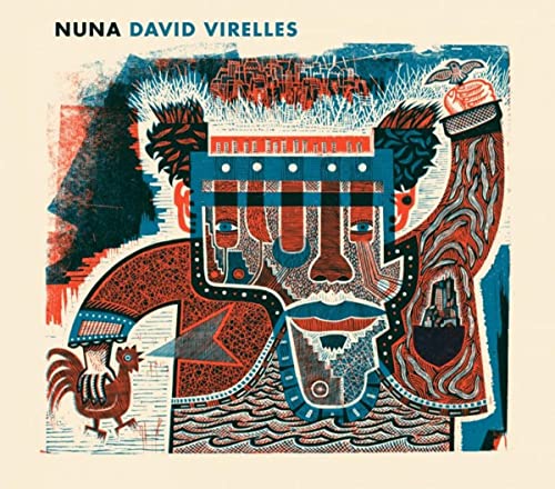CD cover for David Virelles’ “Nuna” featuring abstract, colorful artwork.