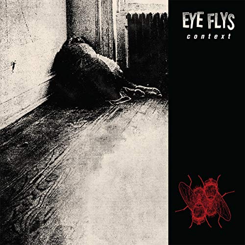 Black and white album cover with a distressed room and red insect.
