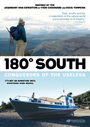 DVD cover for "180 South" featuring a hiker and a blue boat.