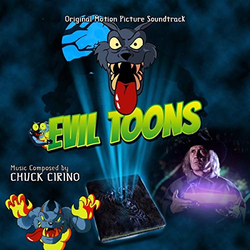 "Evil Toons" soundtrack CD case with cartoon monster and man on dark cover.
