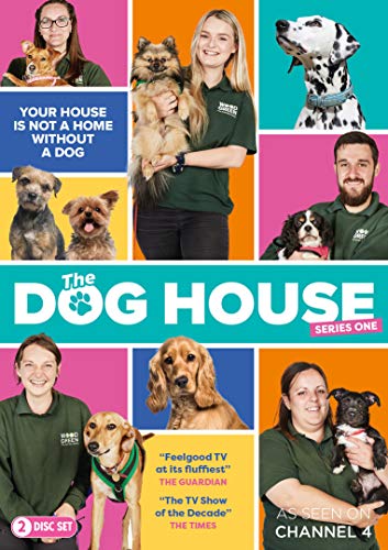"The Dog House: Series 1" DVD cover featuring people holding dogs, colorful background.