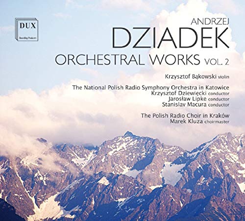 CD cover for Andrzej Dziadek’s orchestral works, featuring a mountain range.