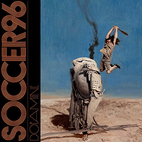 CD cover: man with bat jumps near a large, mechanical creature.