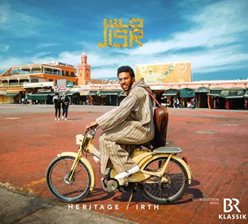 CD cover: man on moped in front of Moroccan cityscape.
