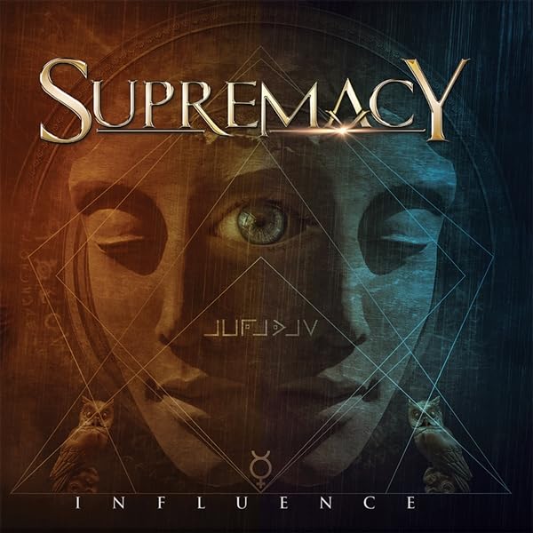 CD cover for “Supremacy - Influence” featuring a face with geometric designs.