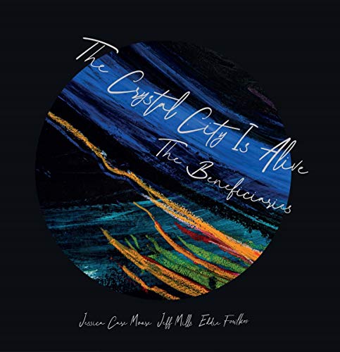 Vinyl record cover: abstract blue and yellow painting with white text.