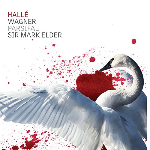 CD cover: white swan with red splashes, text "Halle Wagner Parsifal".