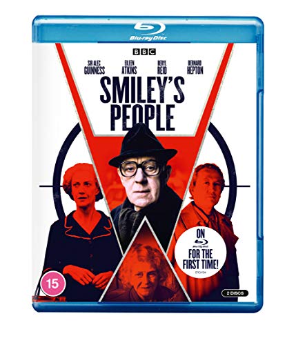 Smileys People" Blu-ray cover featuring Alec Guinness and supporting cast portraits.