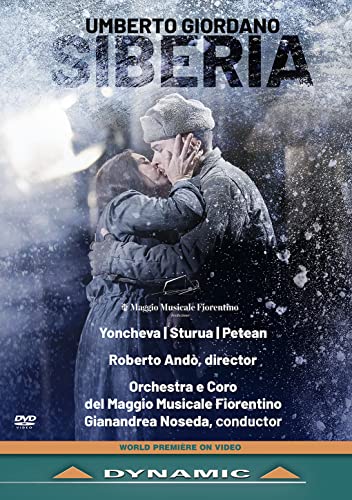 DVD cover for "Siberia" opera featuring a couple embracing in snow.