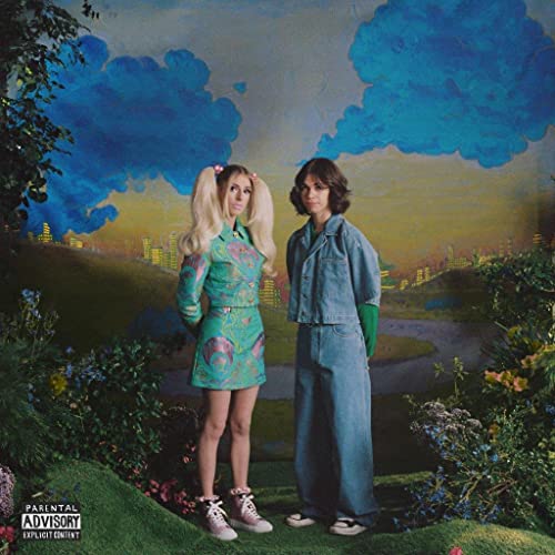 Album cover featuring two young people standing in a colorful, surreal landscape.