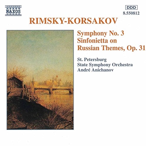 CD cover for Rimsky-Korsakov’s Symphony No. 3 with a landscape painting.