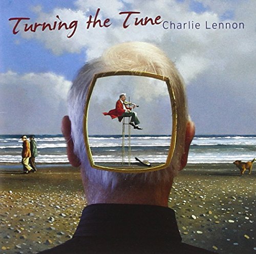 CD cover: man’s head with a violinist visible in a frame, beach scene.