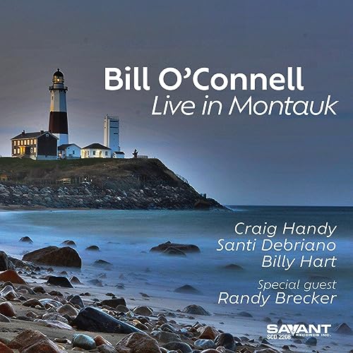 CD cover for Bill O'Connell’s “Live in Montauk” featuring a lighthouse.