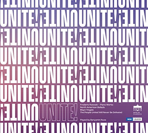 CD cover for “Unite!” by Benyamin Nuss, repeating text pattern.