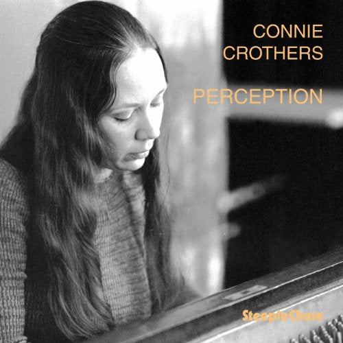 Black and white album cover featuring Connie Crothers at a piano.