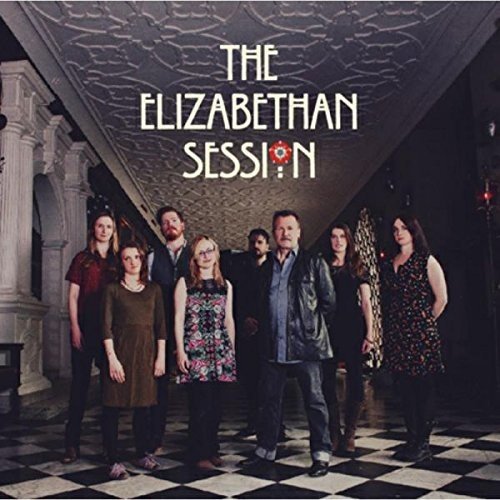 "Album cover featuring a group of eight people standing in a hallway."